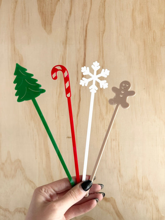 Christmas Drink Stirrers – Set of 4 🎄