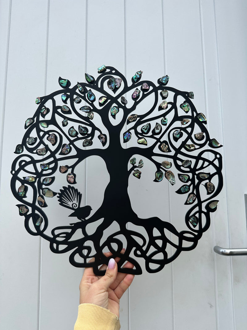 40cm Paua Fantail Tree Of Life