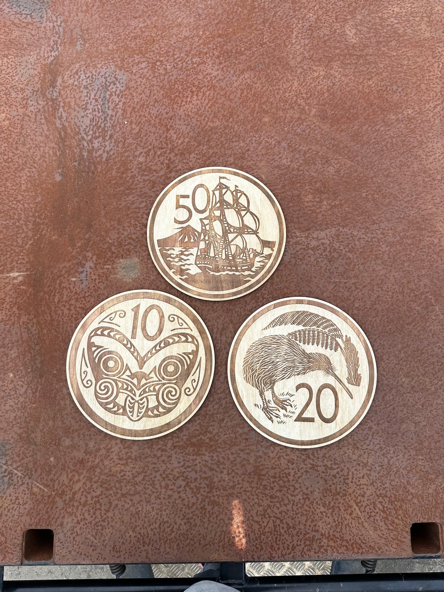 Set of 3 Etched NZ Coins