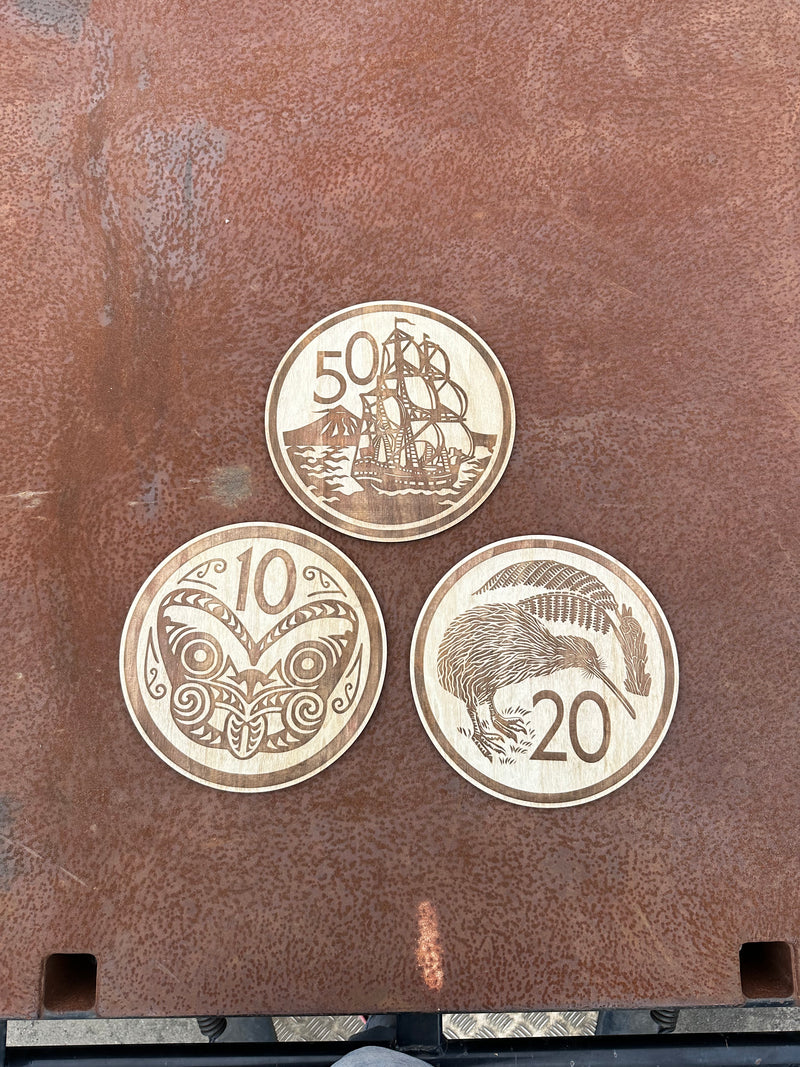 SET OF 3 Etched Coins