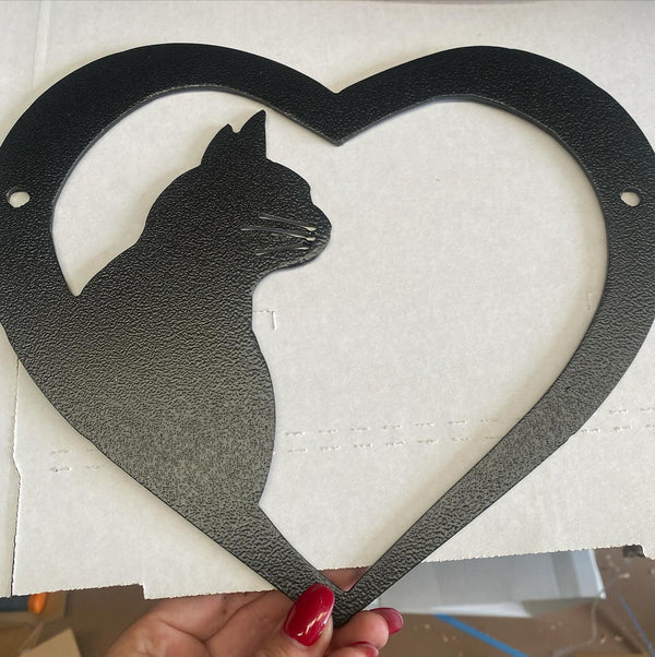 Steel Cat Love Heart