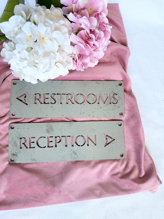 Reception & Restroom Directional Sign Set – Limited One-Off!