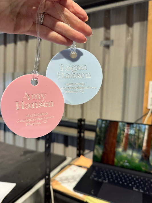 Etched Acrylic Luggage Tags