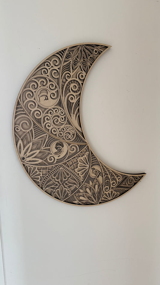 3D Kiwiana Mandala Crescent Moon