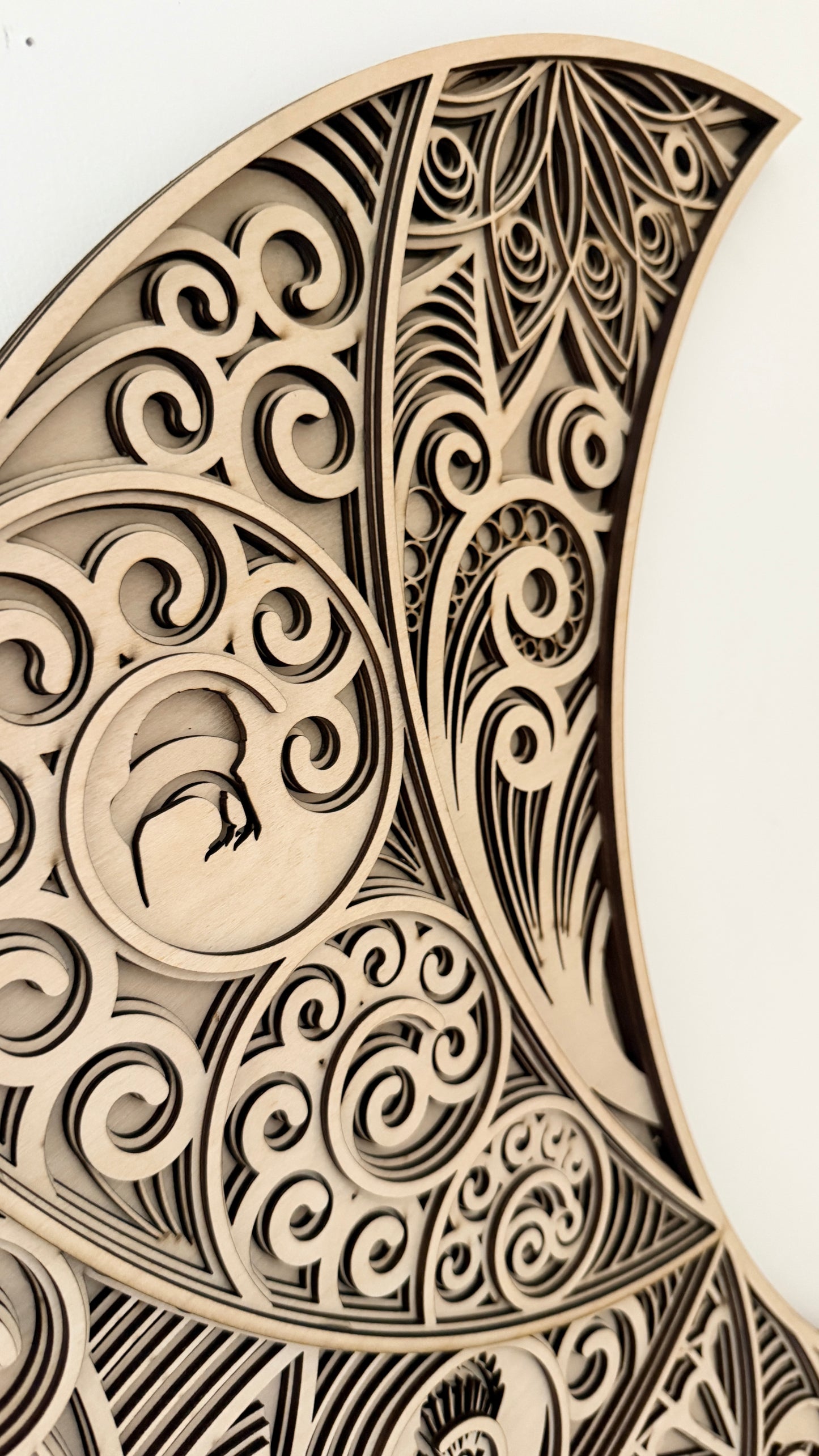 3D Kiwiana Mandala Crescent Moon