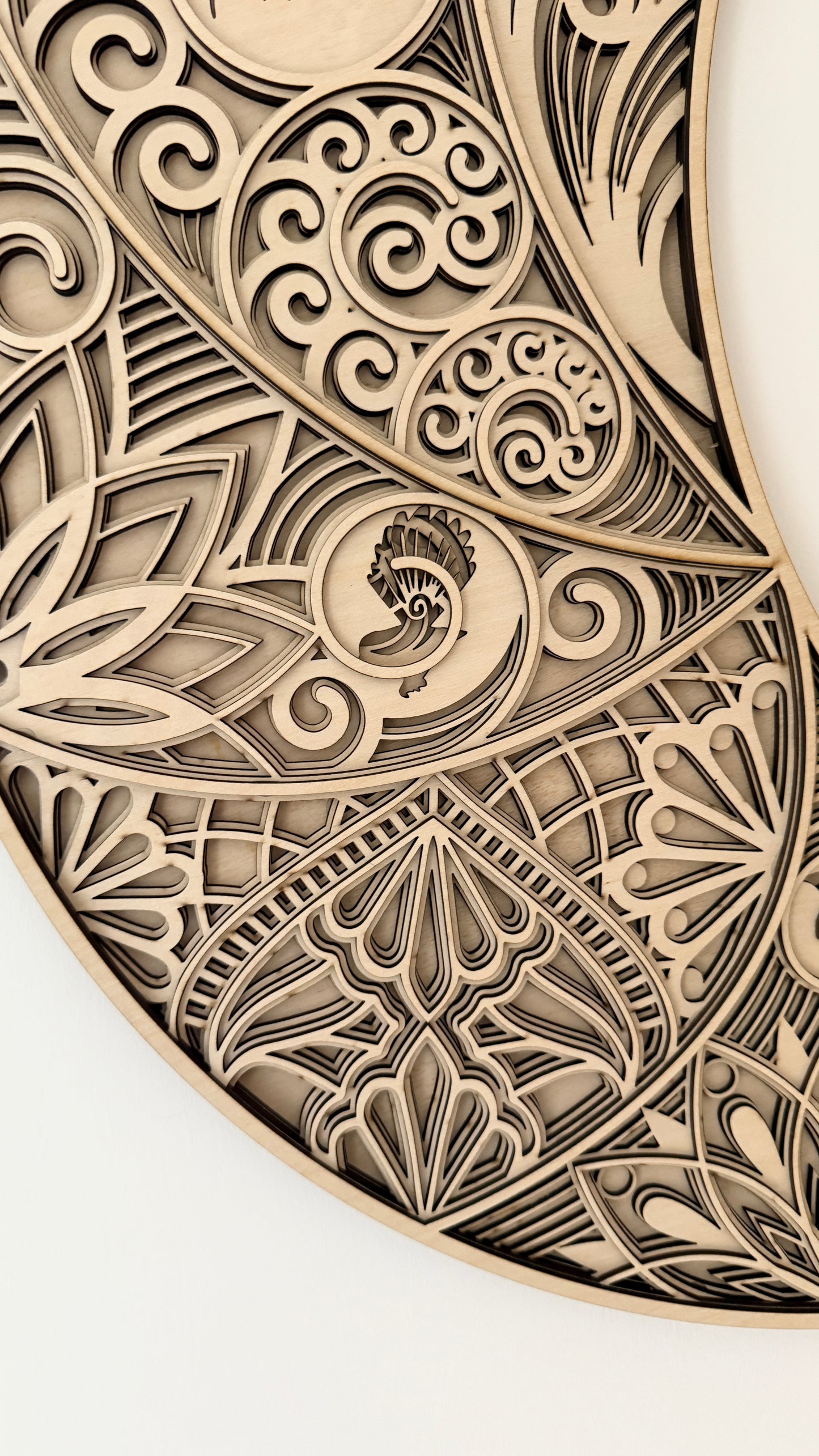 3D Kiwiana Mandala Crescent Moon