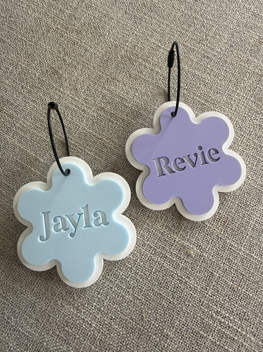 Personalised Flower Acrylic Bag Tag