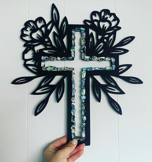 Paua Floral Cross
