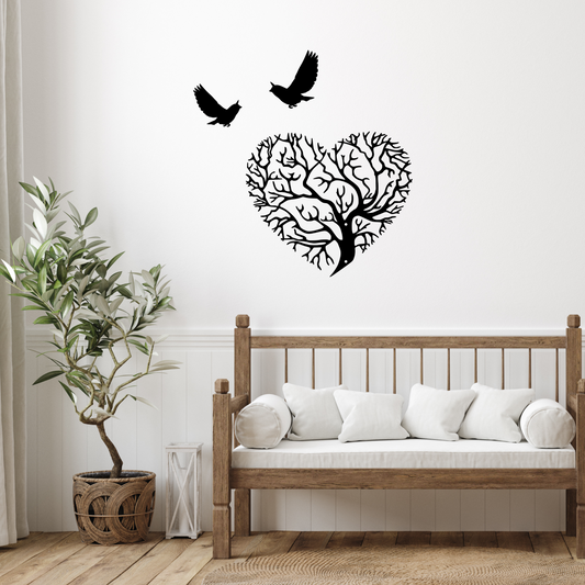 Wooden Heart Tree Of Life & Bird Duo