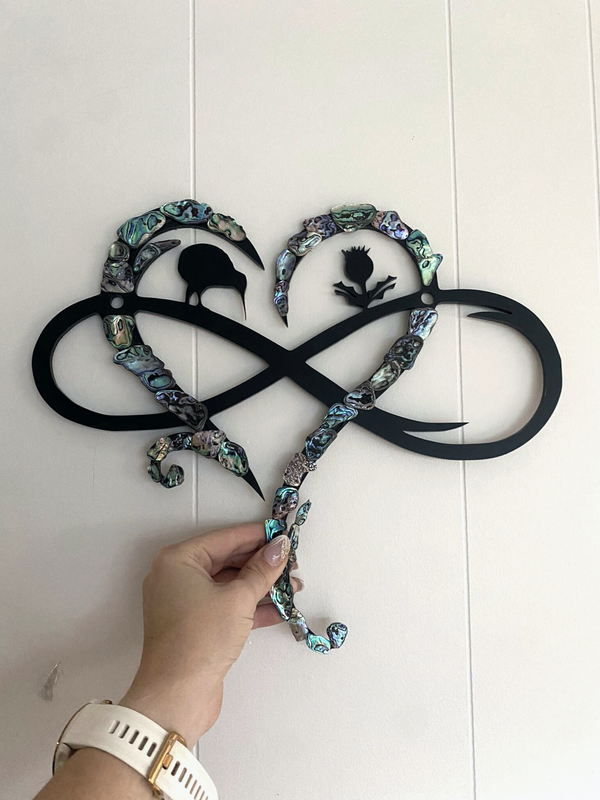 Acrylic Kiwi Scottish Infinity heart