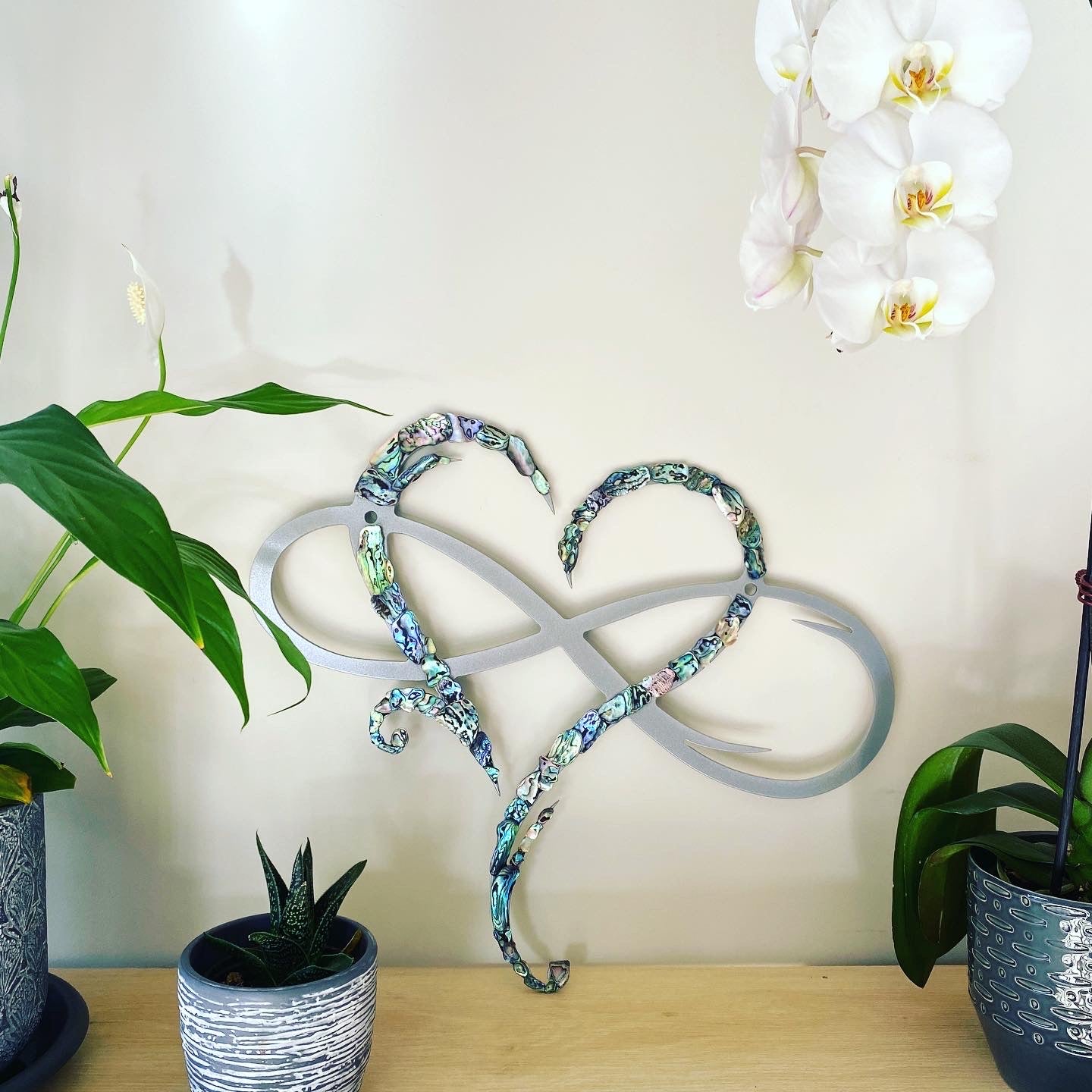 Steel Metal Home Decor Wall Art Paua Abalone Infinity Heart Plazmart NZ