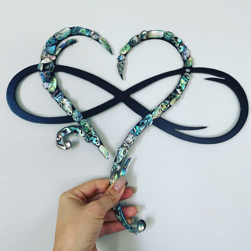35cm Paua Infinity Heart - Plazmart NZ