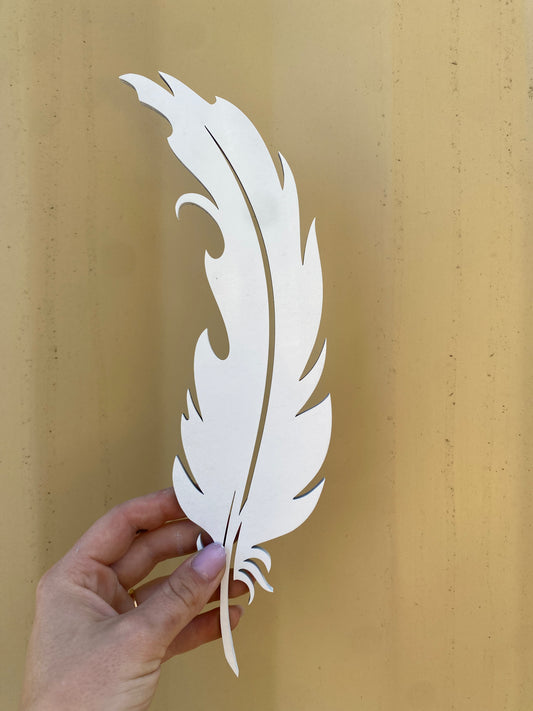 Wooden White Feather