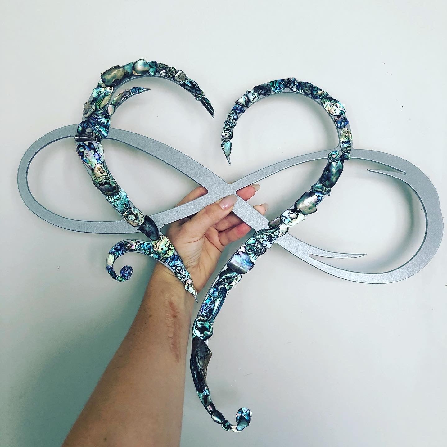 Steel Metal Wall Art, Paua Abalone Infinity Heart Plazmart NZ